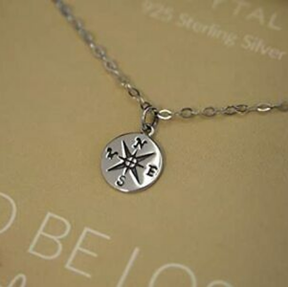 Sterling Silver Compass Safe Travel Necklace